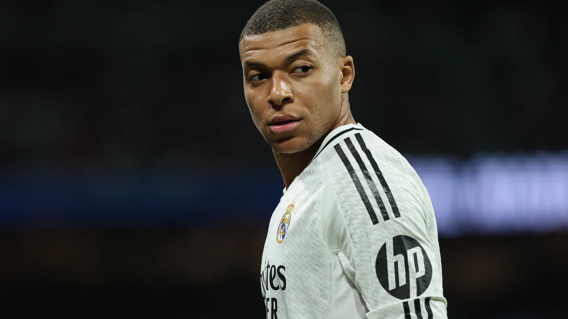 Kylian Mbappe of Real Madrid looks on during the Spanish Cup, Copa del Rey, football match Semifinal Second Leg played between Real Madrid and Real Sociedad at Santiago Bernabeu stadium on April 01, 2025, in Madrid, Spain. AFP7 01/04/2025 ONLY FOR USE IN SPAIN