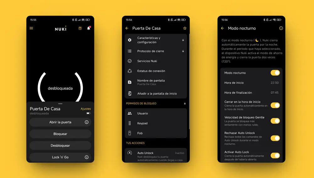 Funciones de la app de Nuki