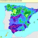 Precipitación acumulada en el mes de marzo de 2025