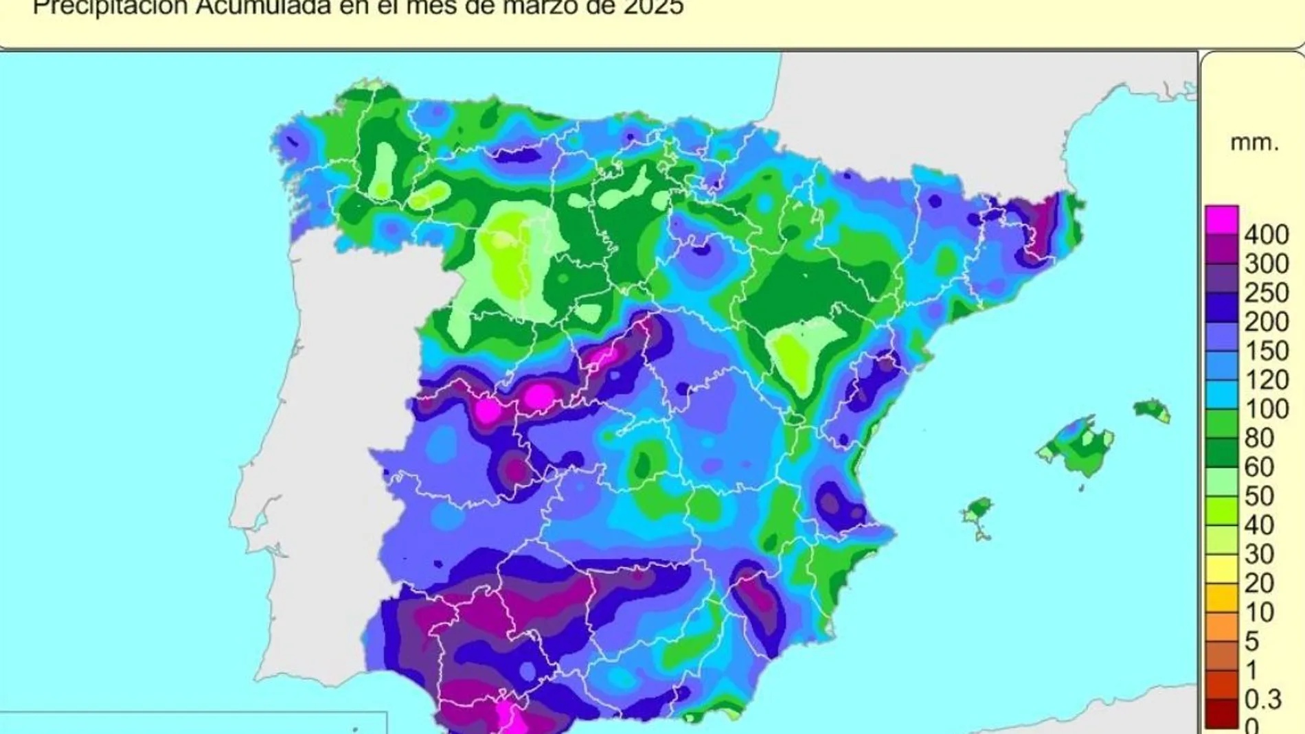 Precipitación acumulada en el mes de marzo de 2025