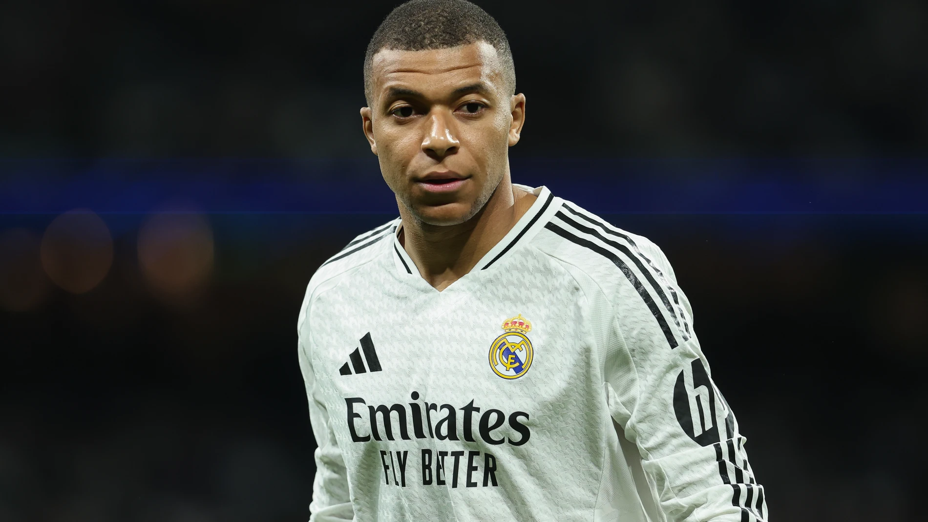 Kylian Mbappe of Real Madrid looks on during the Spanish Cup, Copa del Rey, football match Semifinal Second Leg played between Real Madrid and Real Sociedad at Santiago Bernabeu stadium on April 01, 2025, in Madrid, Spain. AFP7 01/04/2025 ONLY FOR USE IN SPAIN