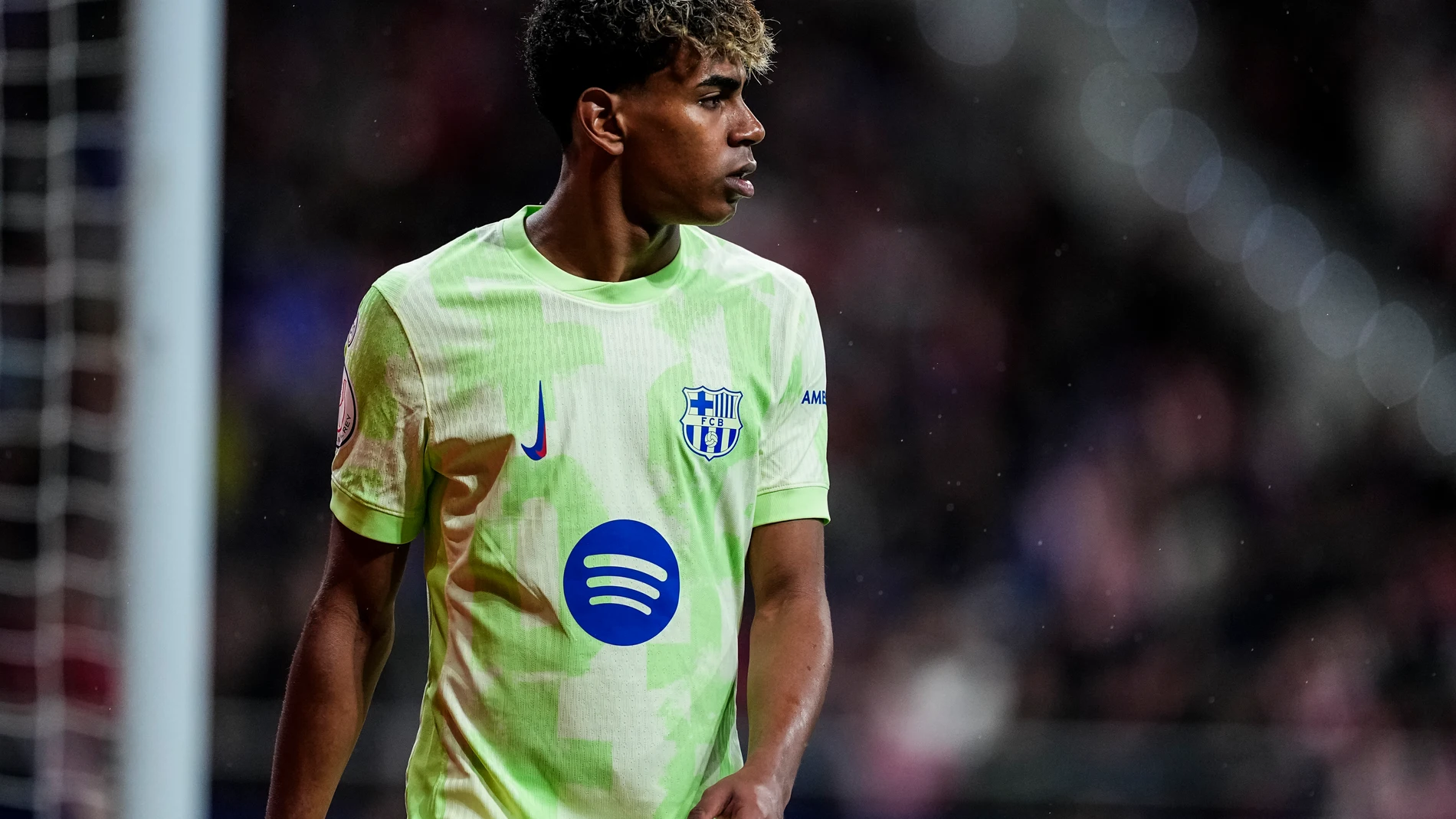 Lamine Yamal of FC Barcelona looks on during the Spanish Cup, Copa del Rey, football match Semifinal Second Leg played between Atletico de Madrid and FC Barcelona at Riyadh Air Metropolitano on April 02, 2025, in Madrid, Spain. AFP7 02/04/2025 ONLY FOR USE IN SPAIN