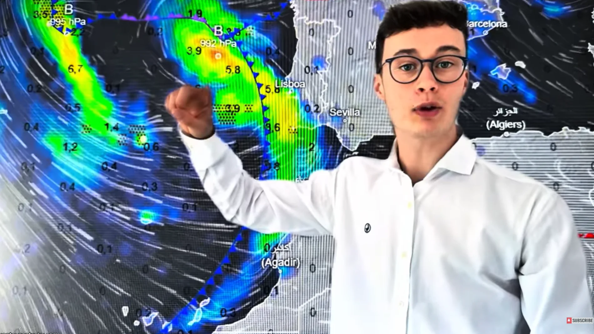 Jorge Rey, el joven aficionado a la meteorología, en su última predicción del tiempo.