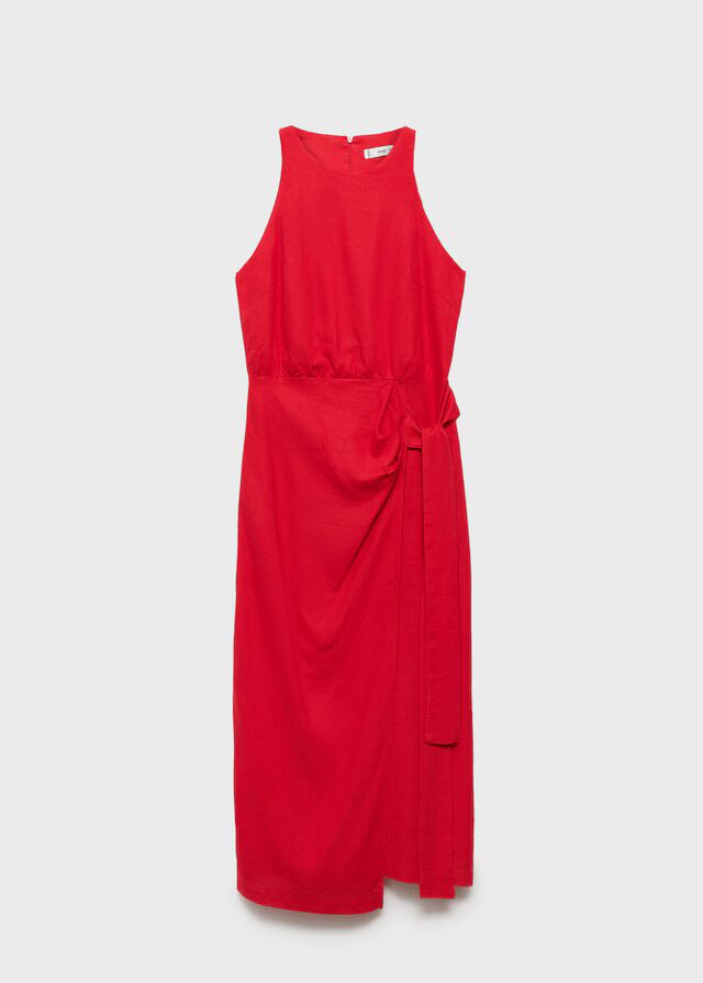 Vestido lino falda pareo.