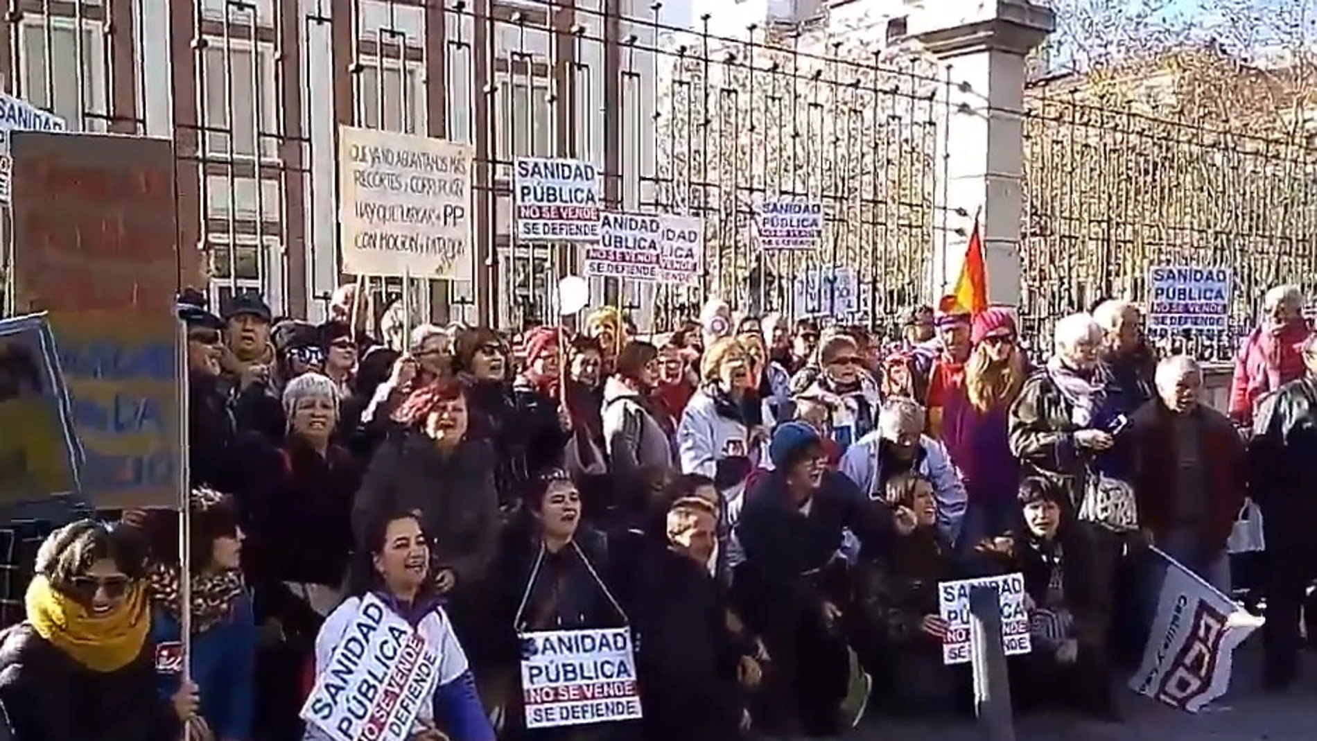 Una de las numerosas manifestaciones que ha llevado a cabo la plataforma por el Hospital Comarcal en el Valle del Tiétar, esta frente a la Consejería de Sanidad