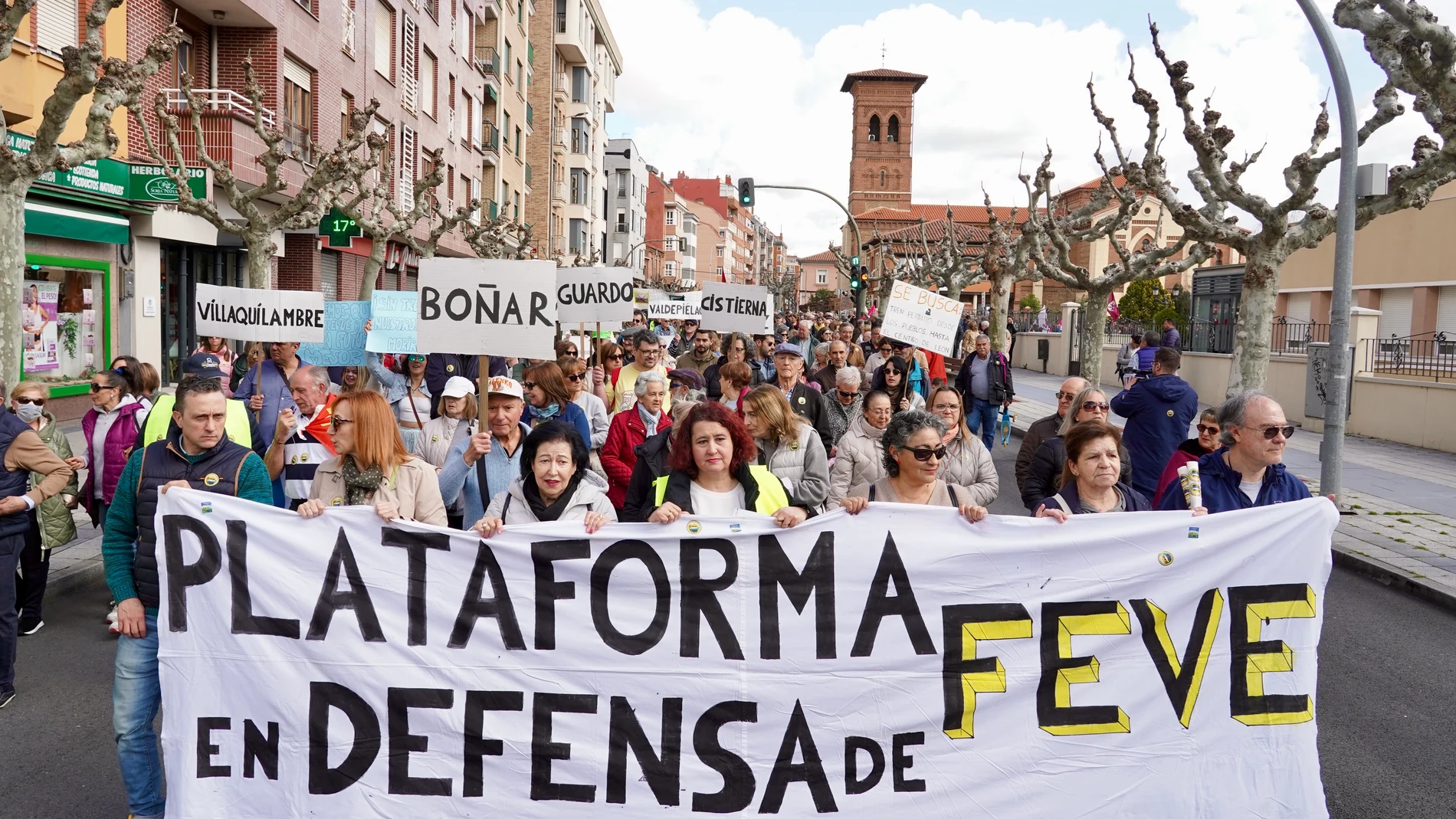 Reciente manifestación en León para que los trenes de Feve vuelvan a llegar al centro de la ciudad