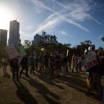 Protesters take part in a protest against President Trump