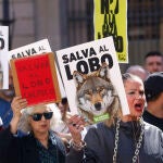 Manifestación en protesta por la desprotección del lobo ibérico