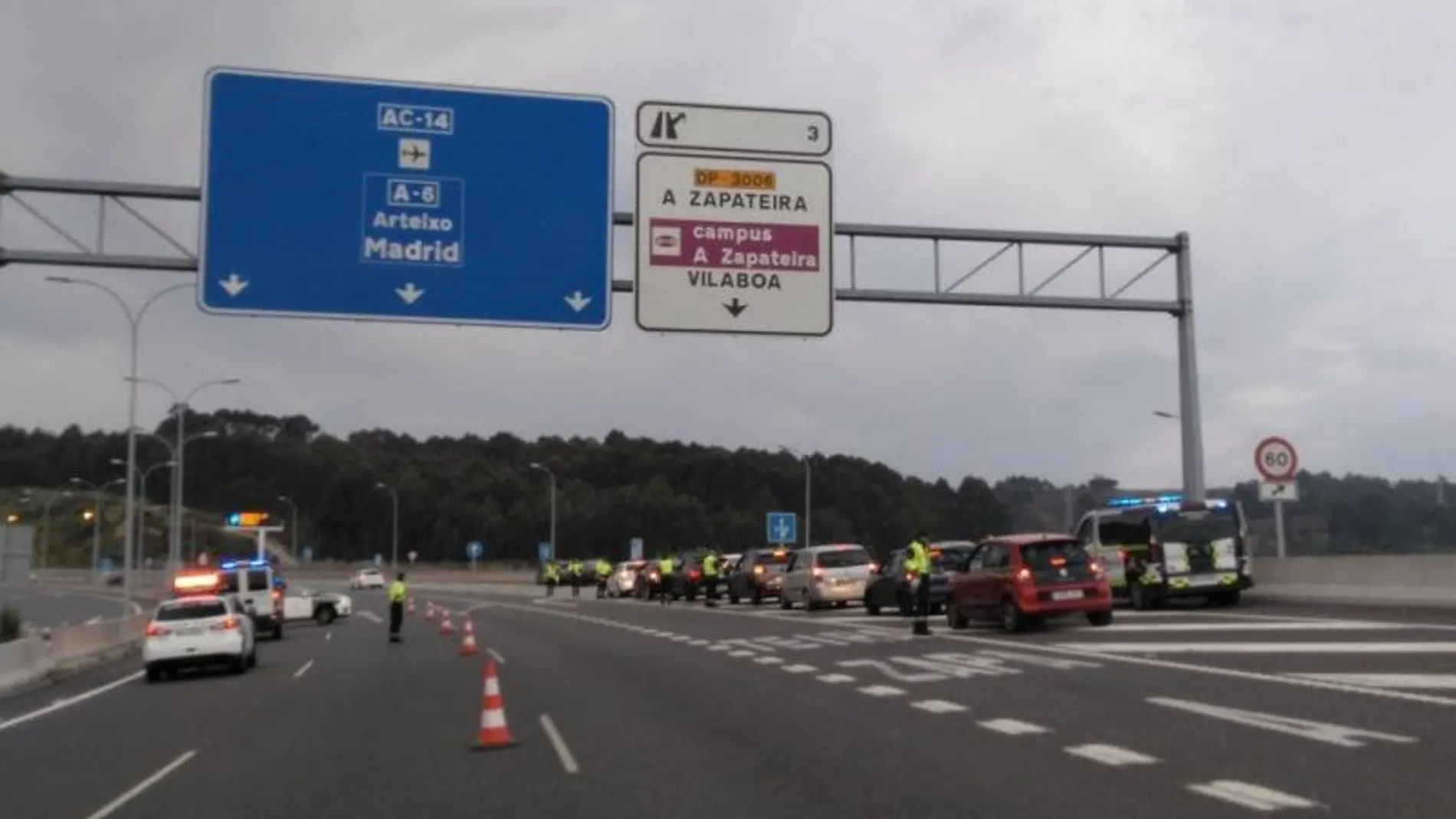 Control de tráfico en Galicia.