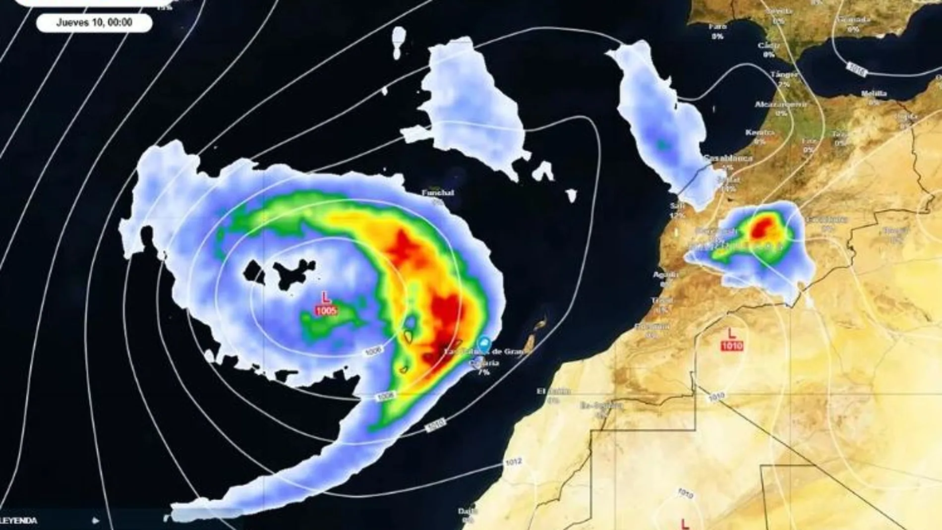 La borrasca Olivier impactará mañana miércoles en Canarias