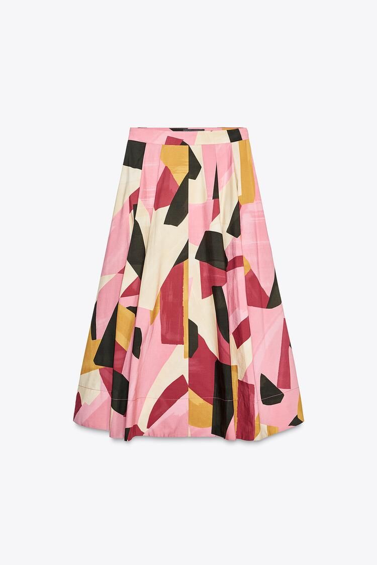 Falda midi estampada.