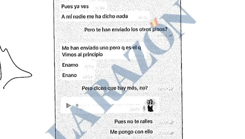 Una captura de pantalla de los mensajes de Ábalos y Jesica