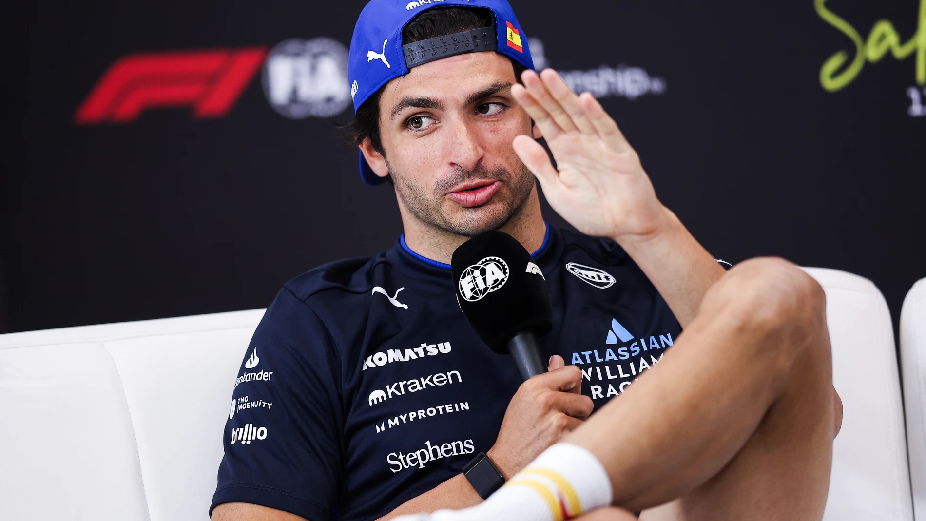 SAINZ Carlos (spa), Williams Racing FW47, portrait press conference during the Formula 1 Gulf Bahrain Grand Prix 2025, 4th round of the 2025 FIA Formula One World Championship from April 11 to 13, 2025 on the Bahrain International Circuit, in Sakhir, Bahrain - Photo Eric Alonso / DPPI AFP7 10/04/2025 ONLY FOR USE IN SPAIN