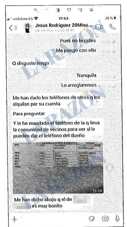 Una de las conversaciones de WhatsApp de Ábalos con Jesica