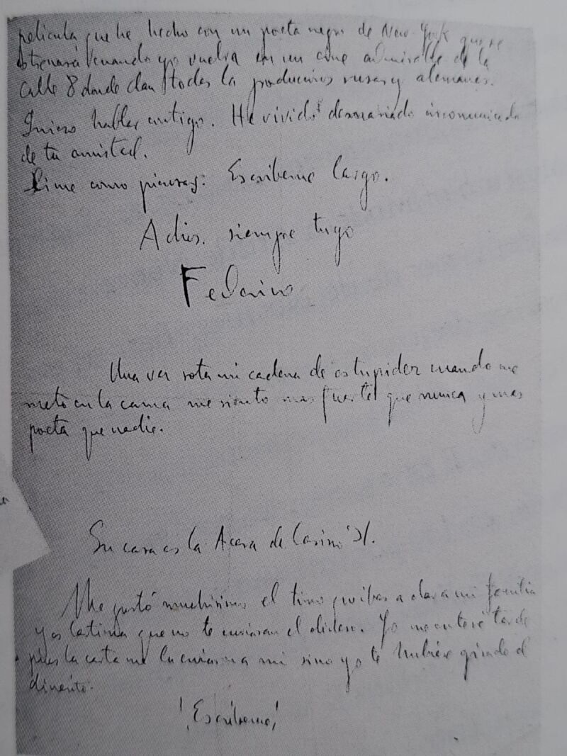 La carta que Lorca envió a Dalí desde Nueva York