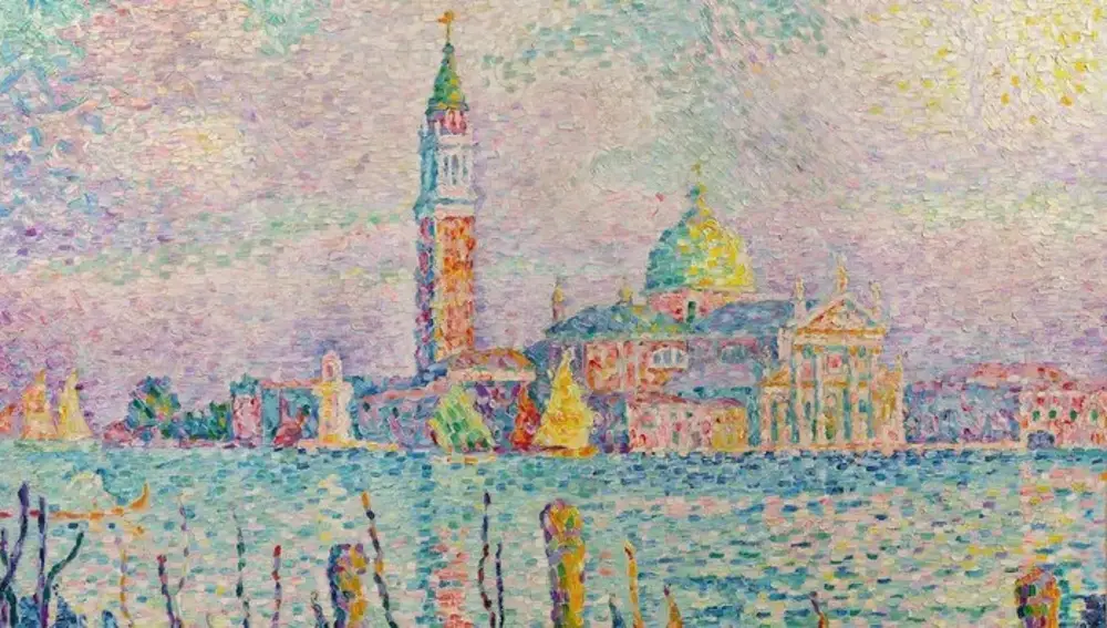 El cuadro "San Jorge. Puesta de sol (Venecia)" pintado por Signac