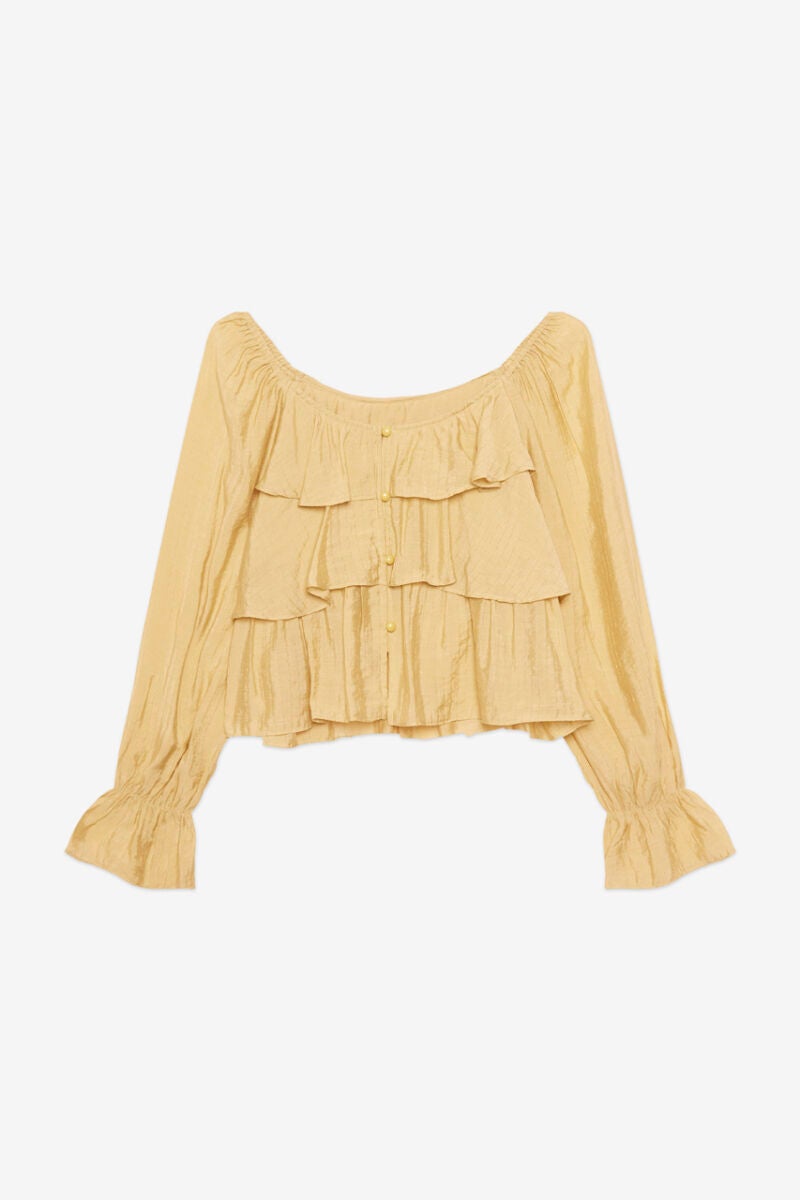 Blusa cropped volantes.