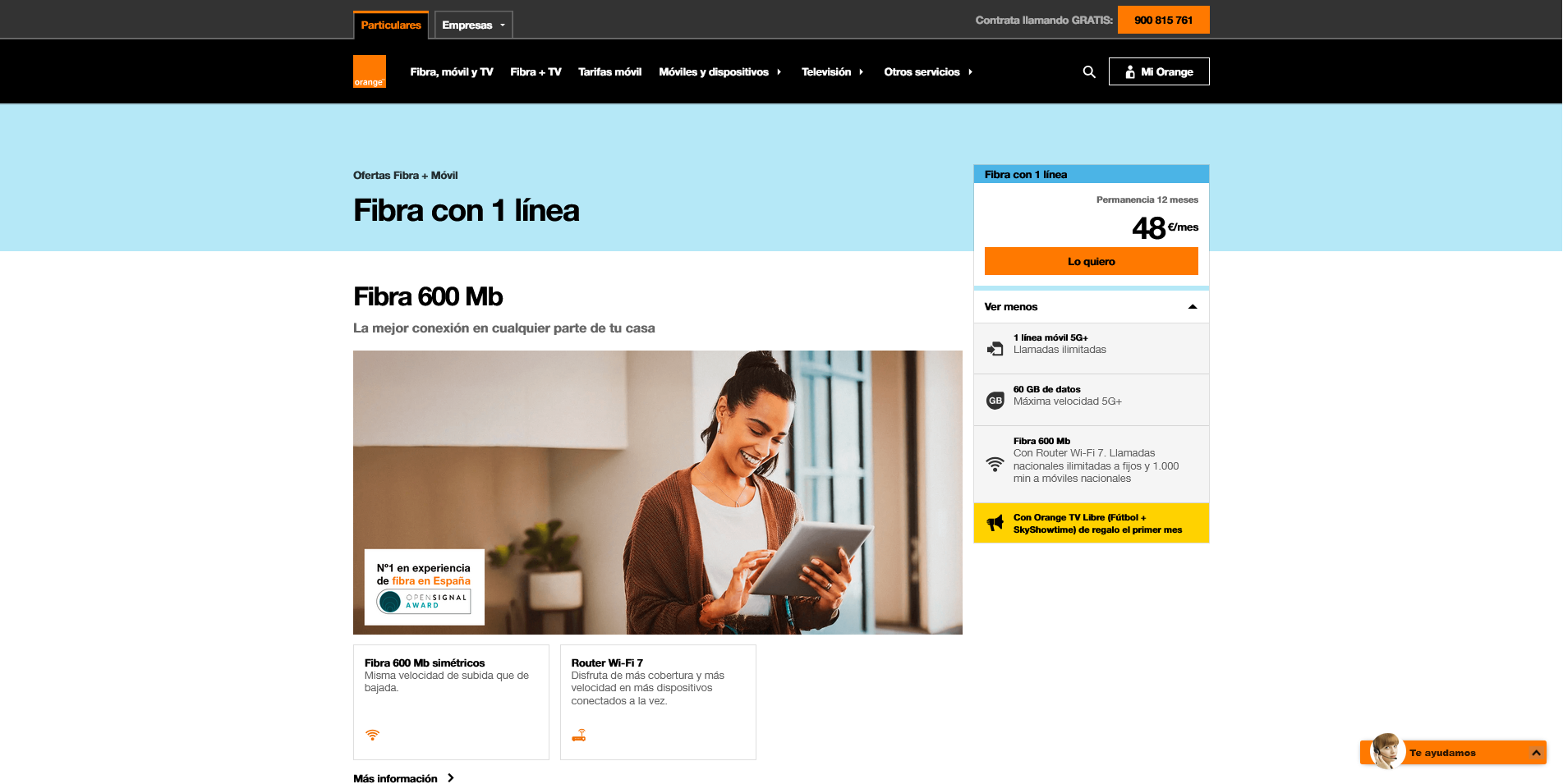 La oferta en la web de la operadora