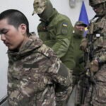 The press conference of the two captured Chinese men in Kyiv