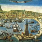 Puerto de Barcelona, grabado francés del siglo XVIII