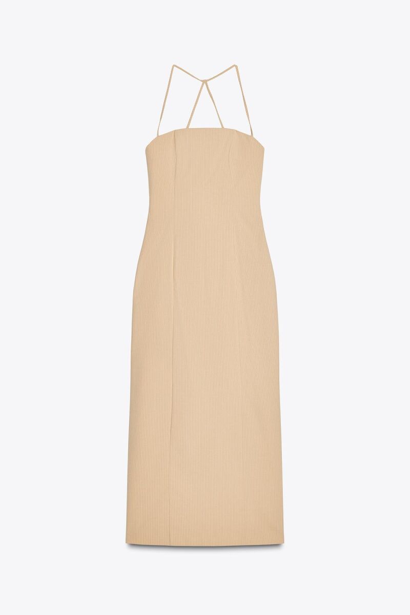 Vestido midi raya diplomática.
