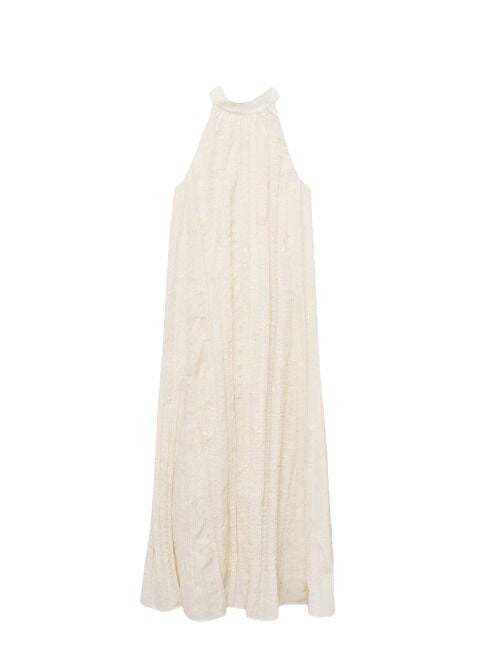 Vestido mezcla lino bordado.