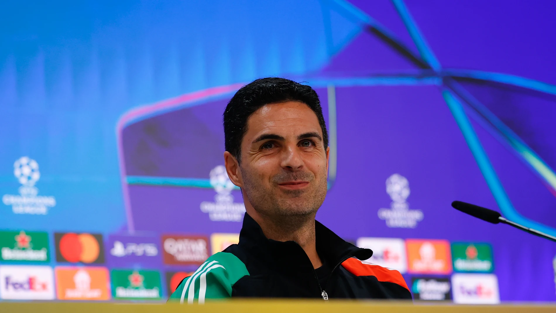 Mikel Arteta, head coach Arsenal FC, attends his press conference ahead of the UEFA Champions League, football match against Real Madrid, at Santiago Bernabeu stadium on April 15, 2025, in Madrid, Spain.AFP7 15/04/2025 ONLY FOR USE IN SPAIN