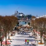 Obras de ampliación del segundo parque de Disneyland Paris, con la nueva zona de Frozen al fondo