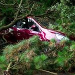 Coche accidentado en una cuneta