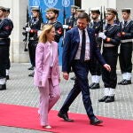 Giorgia Meloni recibe en el Palacio Chigi de Roma al vicepresidente de EE UU, JD Vance