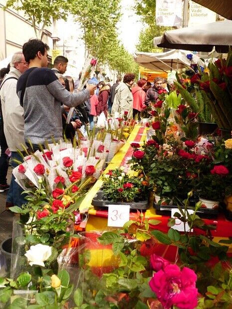 Venta de rosas en Sant Jordi