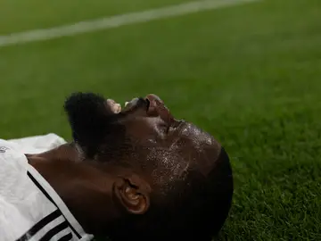FC Barcelona Vs Real Madrid - Final Copa Del Rey Antonio Rudiger of Real Madrid celebrates during the Spanish Cup, Copa del Rey, Final football match played between FC Barcelona and Real Madrid at La Cartuja Stadium on April 26, 2025 in Sevilla, Spain. AFP7 26/04/2025 ONLY FOR USE IN SPAIN