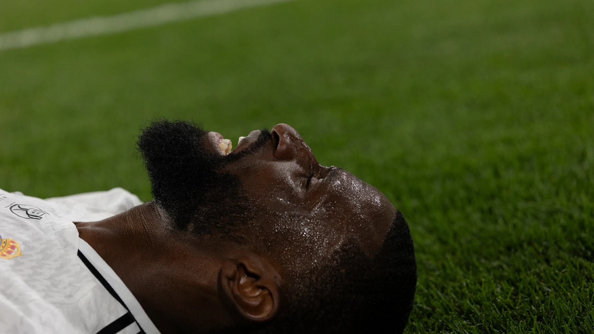 Antonio Rudiger of Real Madrid celebrates during the Spanish Cup, Copa del Rey, Final football match played between FC Barcelona and Real Madrid at La Cartuja Stadium on April 26, 2025 in Sevilla, Spain. AFP7 26/04/2025 ONLY FOR USE IN SPAIN