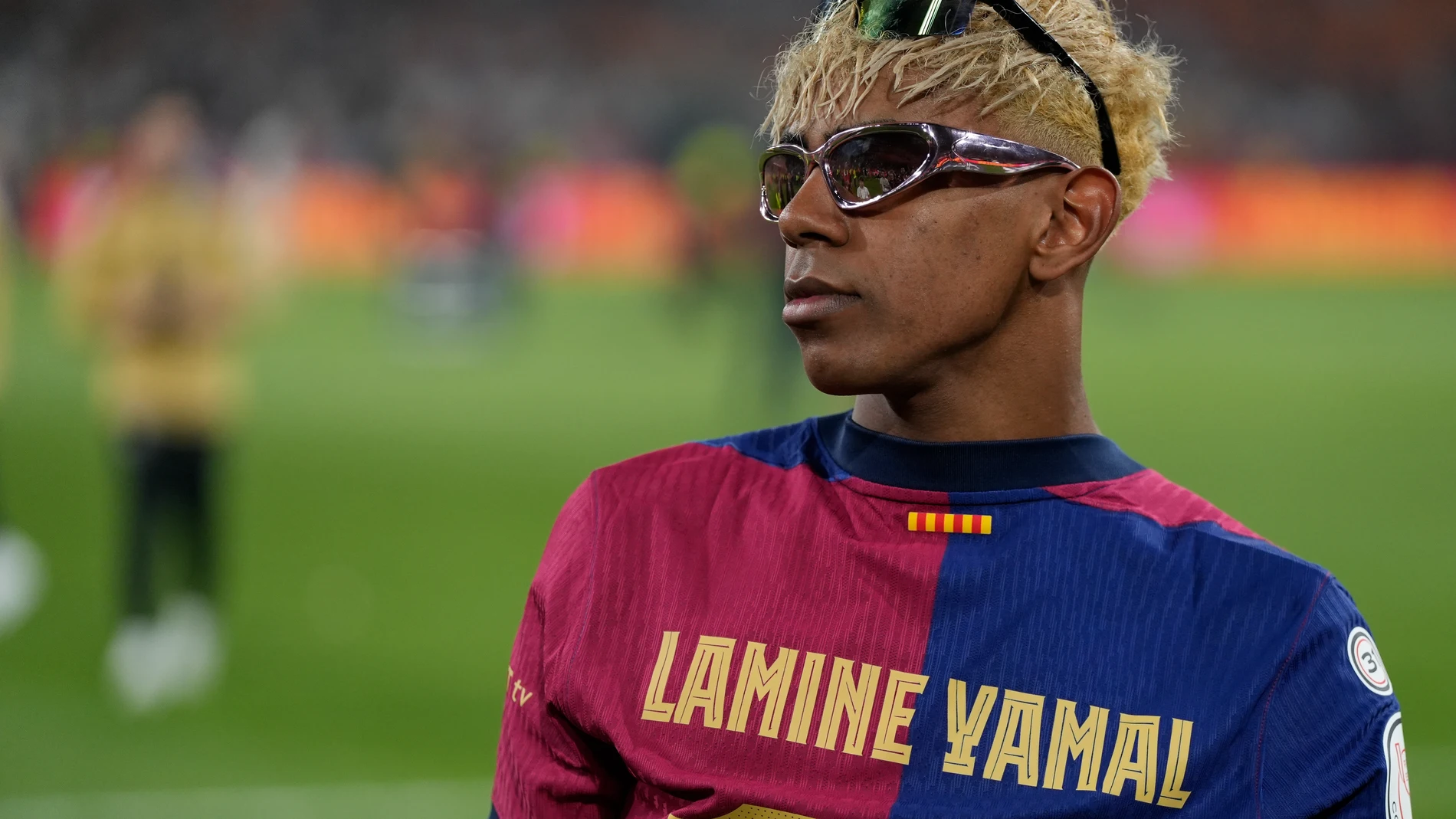 Lamine Yamal of FC Barcelona celebrates the victory during the Spanish Cup, Copa del Rey, Final football match played between FC Barcelona and Real Madrid at La Cartuja Stadium on April 26, 2025 in Sevilla, Spain. AFP7 26/04/2025 ONLY FOR USE IN SPAIN