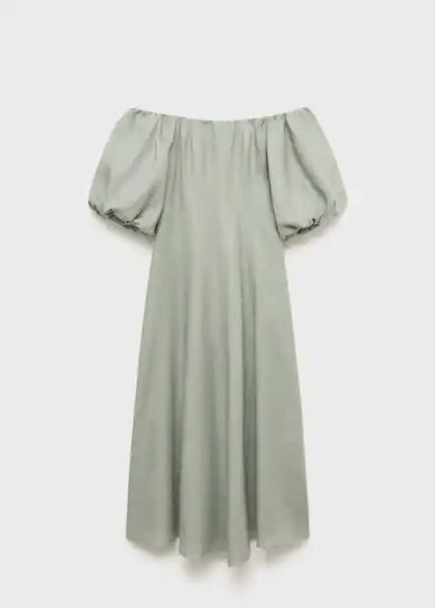 Vestido lino manga abullonada.