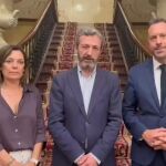 Los diputados del PP Milagros Marcos, Miguel Ángel Paniagua y Héctor Palencia