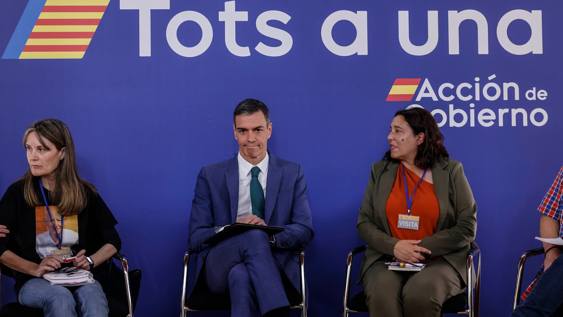 El presidente del Gobierno, Pedro Sánchez, durante una reunión con víctimas de la dana y asociaciones que las representan, en la Delegación del Gobierno en la Comunitat Valenciana, a 22 de mayo de 2025, en Valencia, Comunidad Valenciana (España). Este es su primer encuentro con los afectados después de que se viera con alcaldes de los municipios afectados por la riada en enero. 22 MAYO 2025 Rober Solsona / Europa Press 22/05/2025