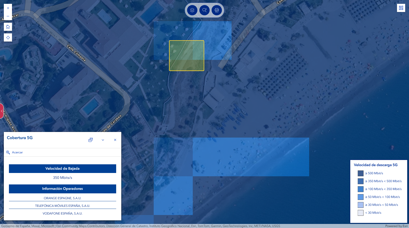 La información en el mapa 5G es más detallada