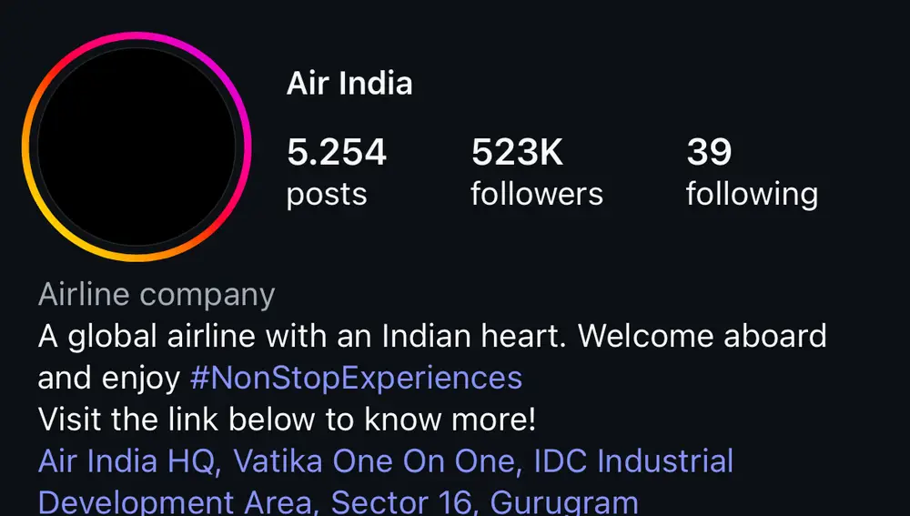 Air India cambia su foto de perfil en redes