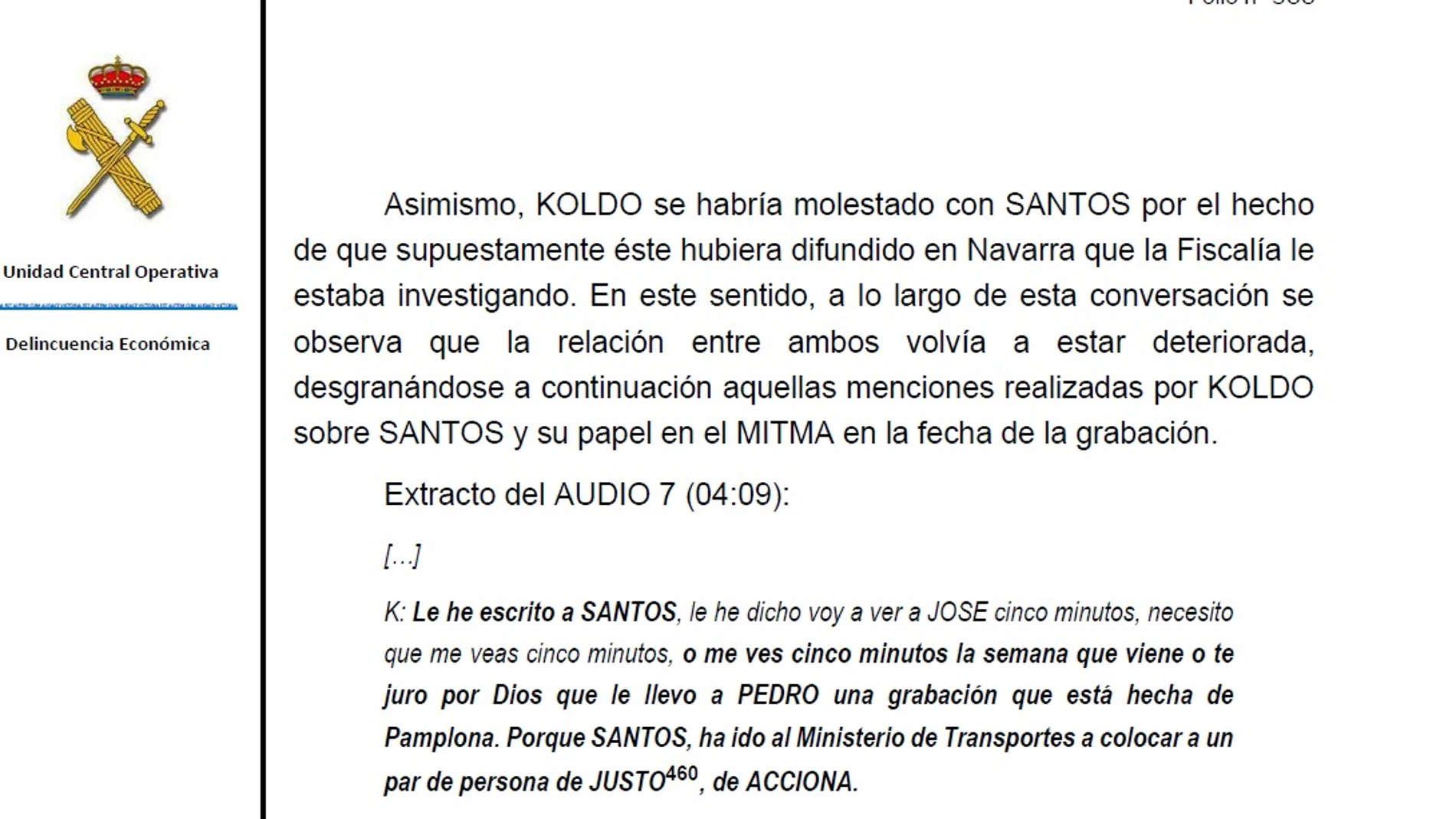 Conversación de Koldo García sobre Ábalos sobre su malestar con Santos Cerdán