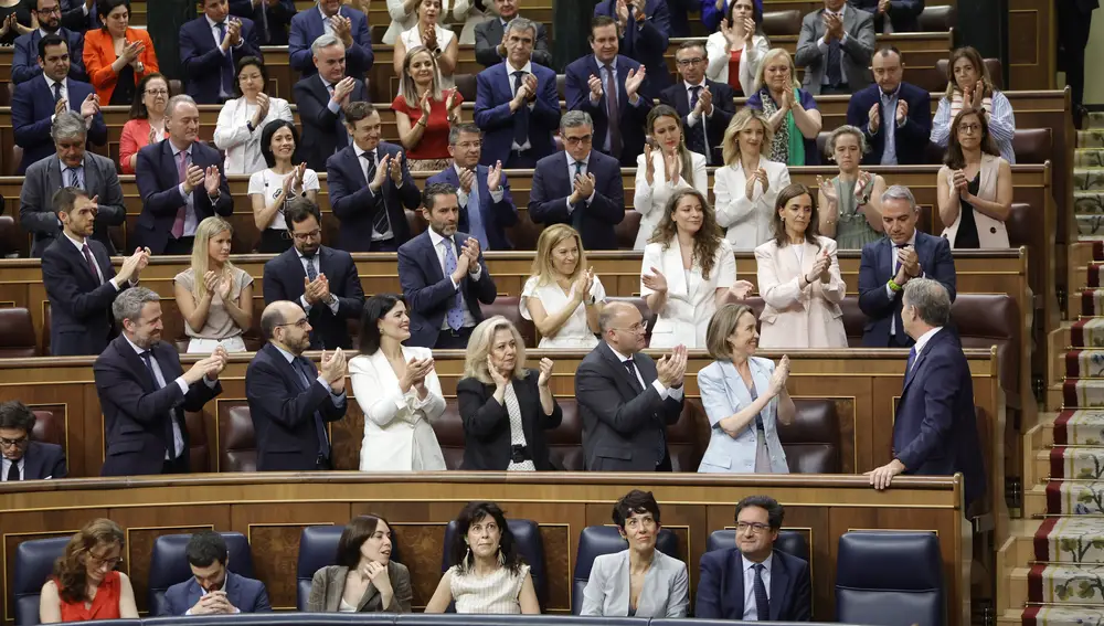 Sesión de control al Gobierno en el Congreso de los Diputados. Comparecen el presidente del Gobierno, Pedro Sánchez, María Jesús Montero Cuadrado, Yolanda Díaz, Pilar Alegría, Félix Bolaños, Fernando Grande Marlaska, Luis Planas, Carlos Cuerpo, Mónica García, Pablo Bustinduy, Elma Saiz, Margarita Robles y por el PP, Alberto Nuñez Feijoo y Cuca Gamarra. ©