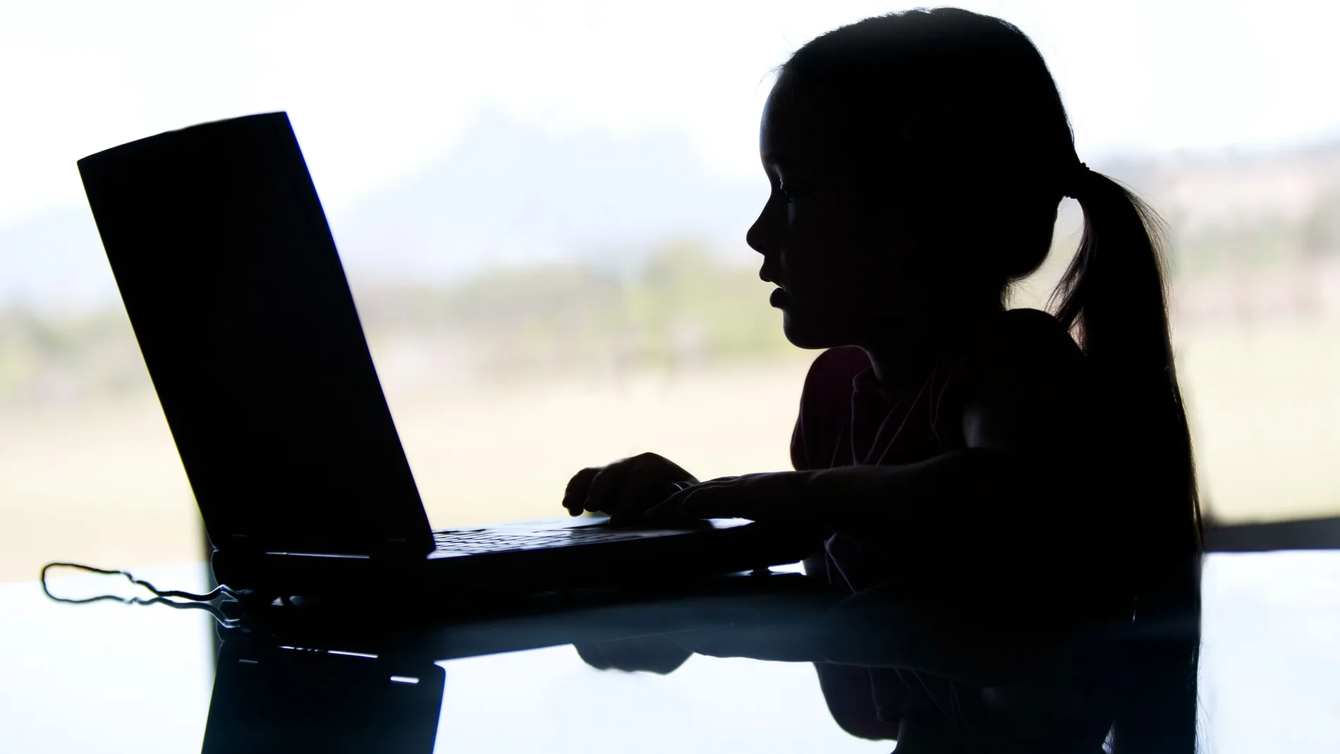Niña jugando al ordenador