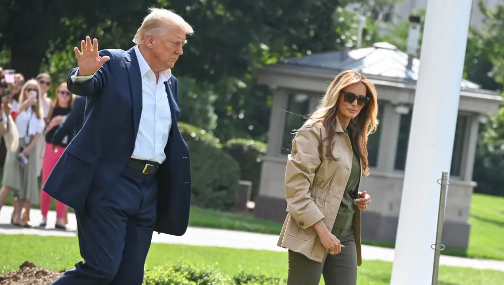 Melania Trump con Donald Trump en Texas.