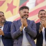 Junqueras, Rufián y Otegi, en un acto electoral en 2023