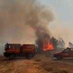 El operativo de extinción trabaja para apagar el fuego