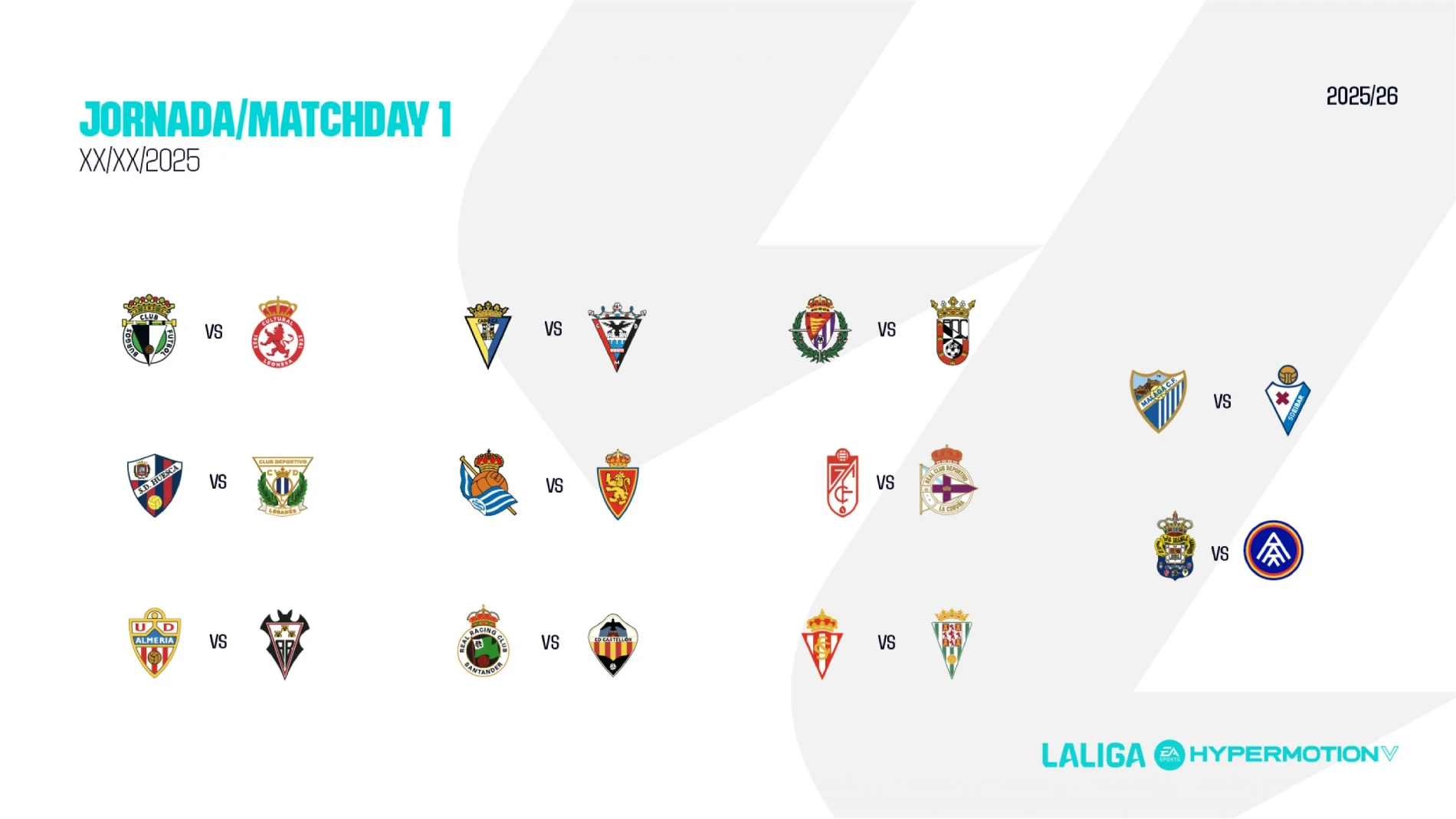 Estos son los partidos de la primera jornada de la Liga Hypermotion 25-26