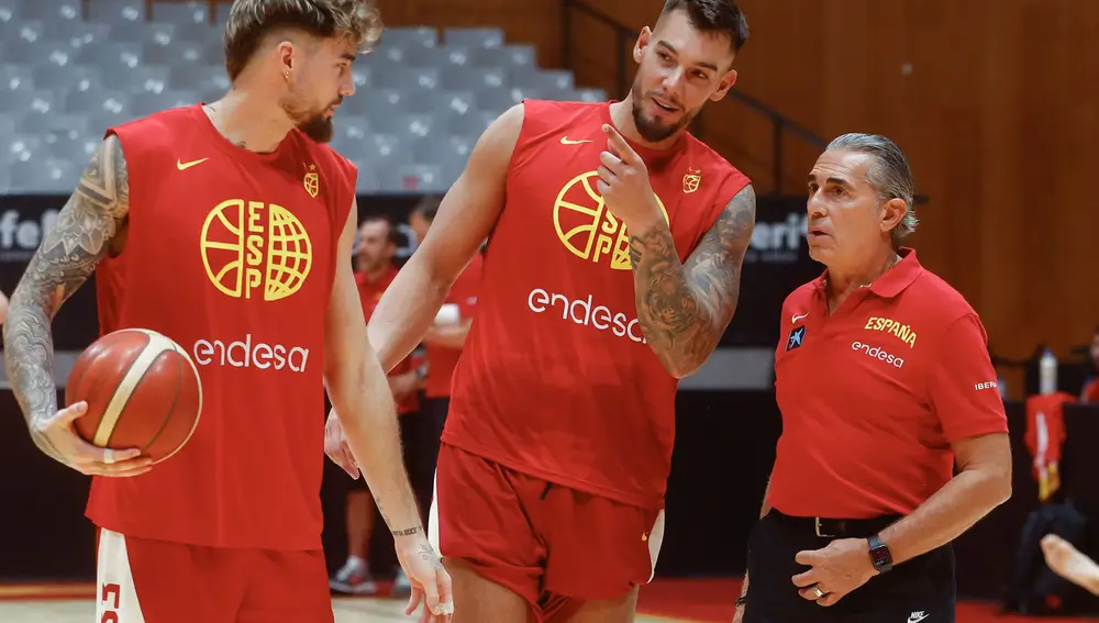 Entrenamiento de la selección española de baloncesto