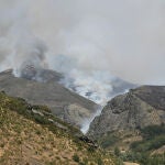 Vista del incendio de Barniedo (León), que afecta a los Picos de Europa