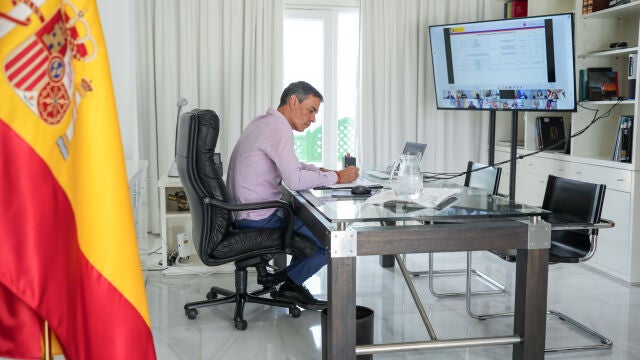 Pedro Sánchez preside la reunión telemática del CECOD Pedro Sánchez preside la reunión telemática del CECOD