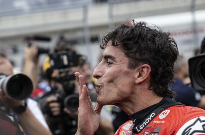 Marc Márquez celebra su triunfo este domingo en Hungría
